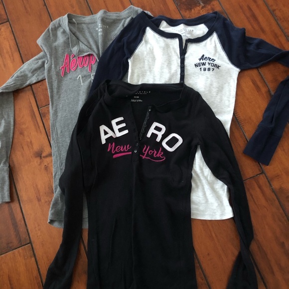 Aeropostale Tops - THREE AEROPOSTALE HENLEY SHIRTS